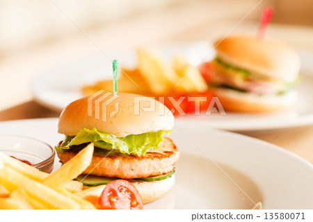 burger with french fries burger with french fries 13580071