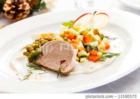 Foie gras pate with salad 13580573