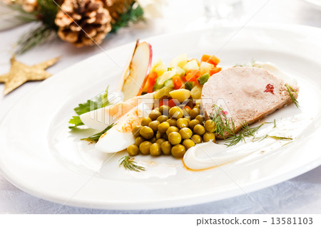 Foie gras pate with salad 13581103