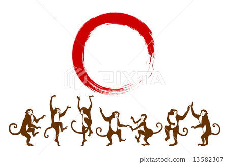Dancing monkey and red circle Dancing monkey and red circle 13582307