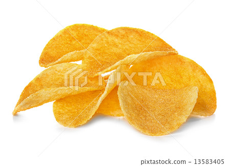 Potato Chips close-up, isolated on a white background Potato Chips close-up, isolated on a white background 13583405
