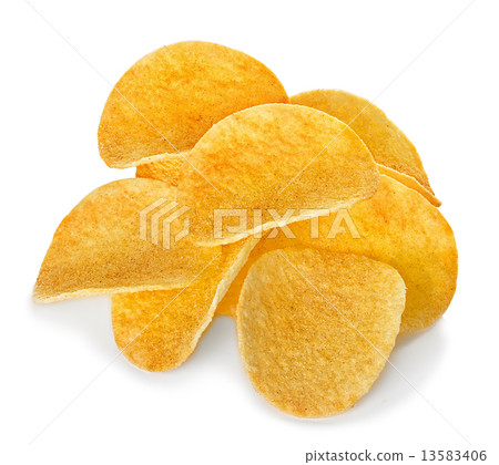 Potato Chips close-up, isolated on a white background Potato Chips close-up, isolated on a white background 13583406