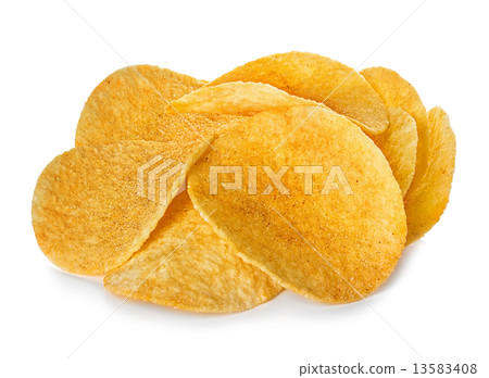 Potato Chips close-up, isolated on a white background 13583408