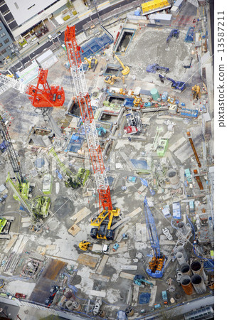 Construction site of building seen from above 13587211