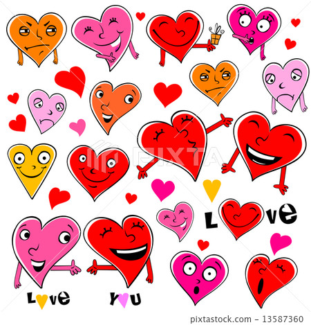 Funny cartoon hearts. 13587360