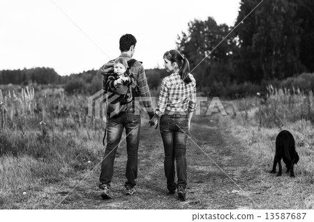 Baby boy in backpack 13587687