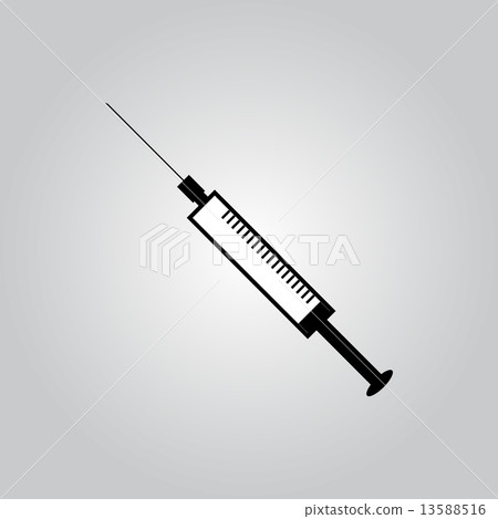 Syringe - Flat icon isolated on grey. Vector -插圖素材 [13588516] - PIXTA圖庫