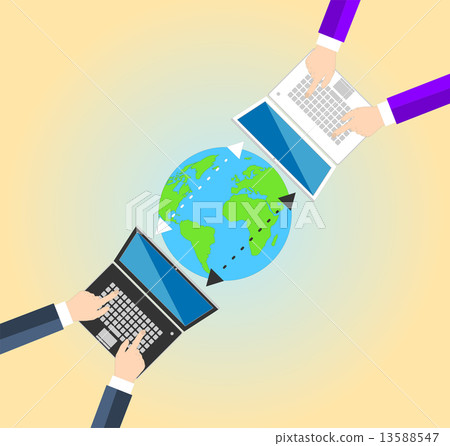 Concept Data sharing between businessman Concept Data sharing between businessman 13588547