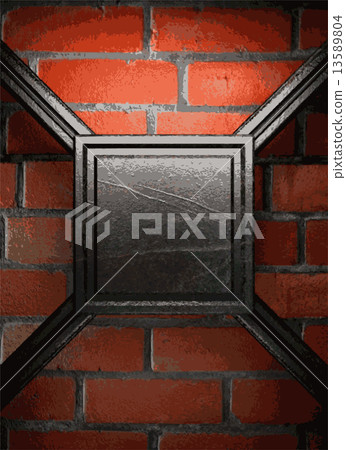 metal and brick background 13589804