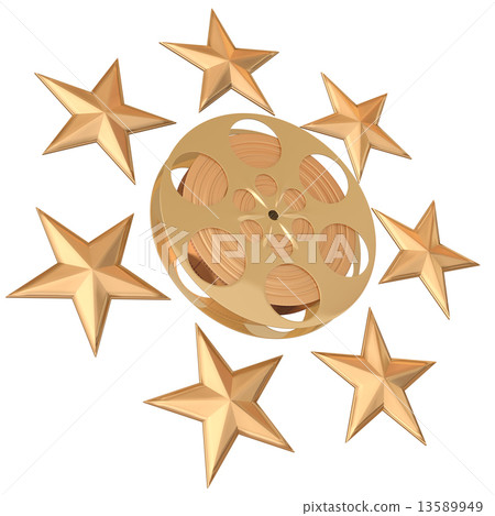Film reel and stars isolated on white 13589949