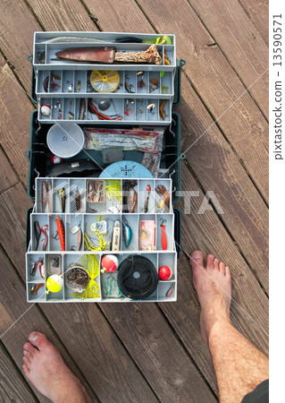 Fishing Tackle Box On a Dock 13590571