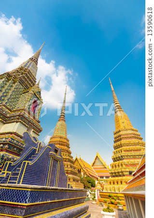 Pagodas of Wat Pho temple in Bangkok, Thailand Pagodas of Wat Pho temple in Bangkok, Thailand 13590618