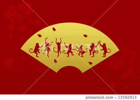 風扇和猴子剪影 13592913