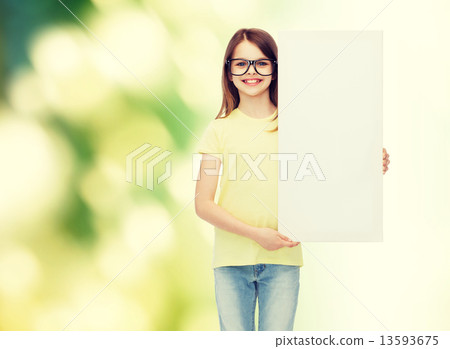 little girl wearing eyeglasses with blank board 13593675