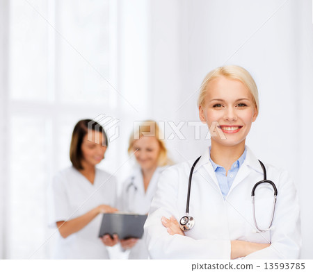 smiling female doctor with stethoscope 13593785
