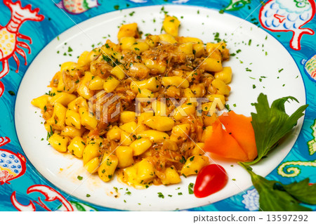Gnocchi with seafood. Gnocchi with seafood. 13597292