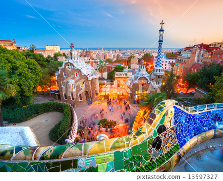 Park Guell in Barcelona, Spain. 13597327