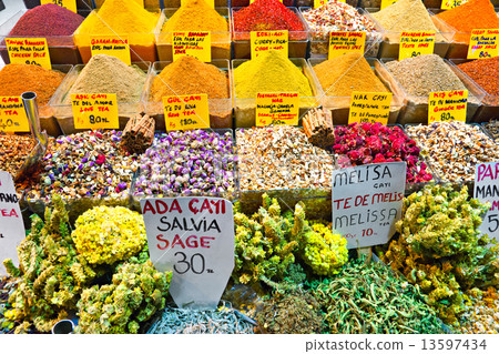 Spice bazaar shops in Istanbul. 13597434