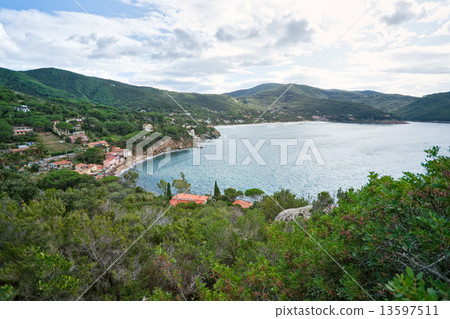 View of the Bay of Biodola, Portoferraio, Elba Island. 13597511