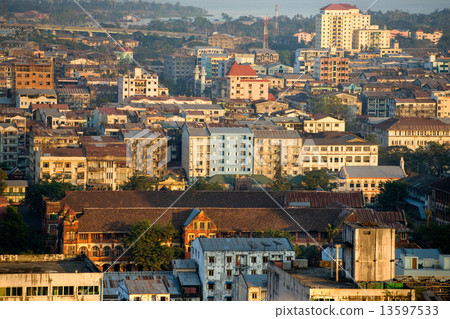 View of Yangon, Myanmar. 13597533