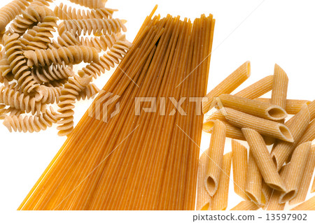 Whole wheat Pasta isolated on white. 13597902