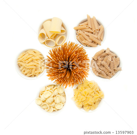 Collection of Italian Pasta isolated on white. 13597903