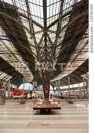 Structure and roof of the train station. Barcelona. Art Nouveau 13598160