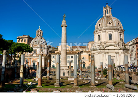 The Trajan Column, Forum, near Piazza Venice, Rome, Italy. 13598200