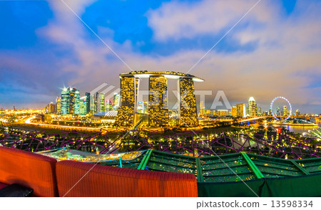 Singapore city skyline at sunset. 13598334