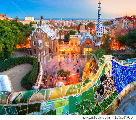 Park Guell in Barcelona, Spain. 13598769