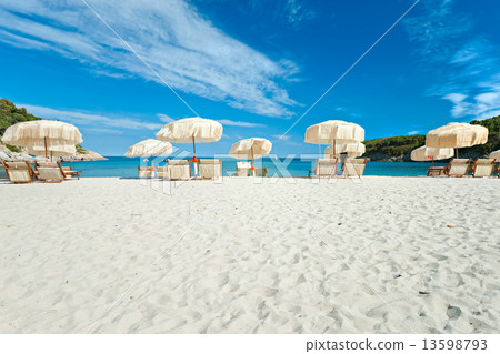 Colorful umbrella on the beach 13598793