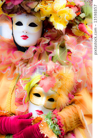 Soft focus picture of venetian carnival mask. 13598857