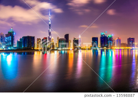 Dubai skyline at dusk 13598887