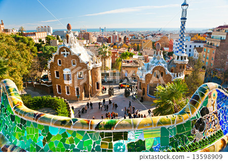 Park Guell in Barcelona, Spain. 13598909