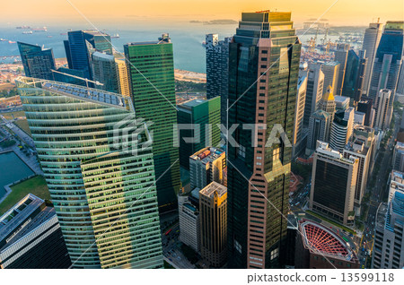 Singapore city skyline at sunset. 13599118