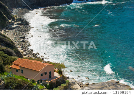 Patresi beach, Isle of Elba, Italy. 13599194