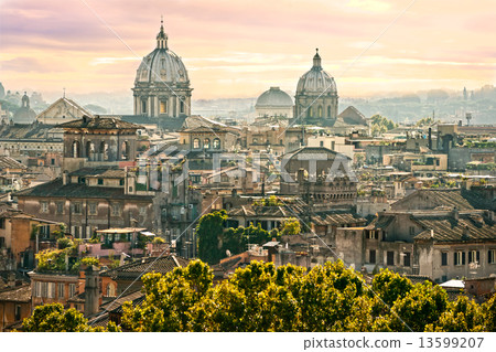 View of Rome from Castel Sant'Angelo, Italy. 13599207