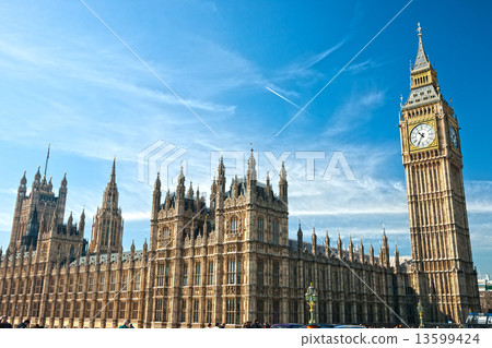 The Big Ben, the House of Parliament and the Westminster Bridge 13599424