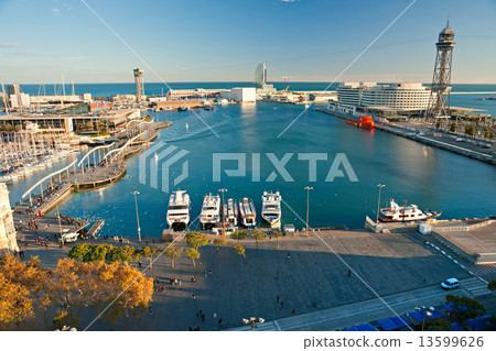 Barcelona port view from the air. 13599626