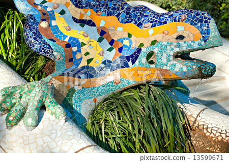 Park Guell in Barcelona, Spain. 13599671