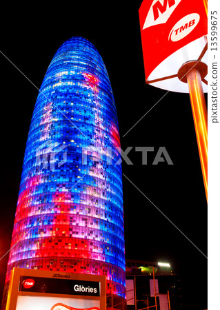 BARCELONA, SPAIN - DECEMBER 19: Torre Agbar on Technological Dis 13599675