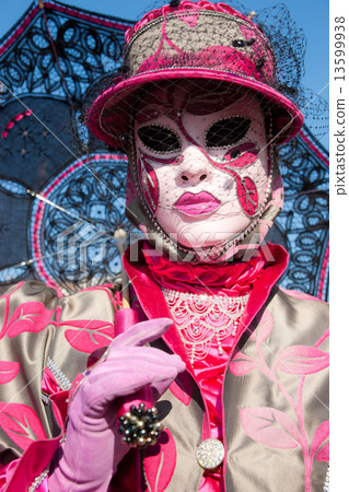 VENICE - MARCH 05: Participant in The Carnival of Venice, an ann 13599938