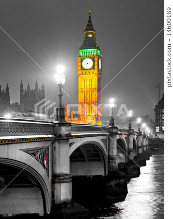 The Big Ben, the House of Parliament and the Westminster Bridge 13600189