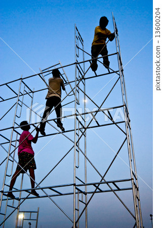Scaffolding mounting for the king's Birthday, bangkok, Thailand. 13600204