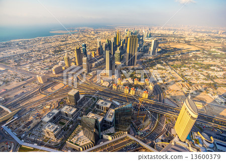 Dubai skyline at dusk 13600379