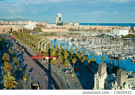Barcelona port view from the air. 13600432