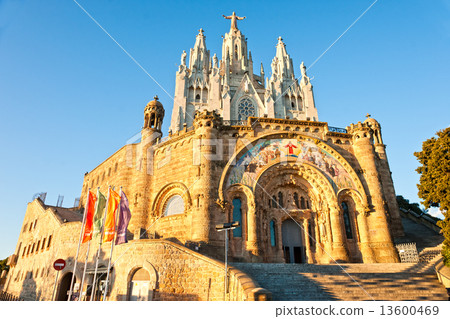 Tibidabo church in Barcelona, Spain. 13600469