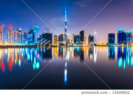 Dubai skyline at dusk 13600682