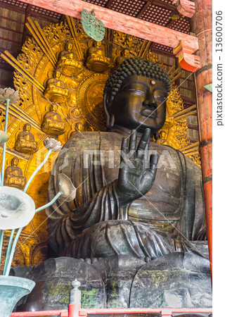The Great Buddha at Todai-ji temple in Nara, Japan. 13600706