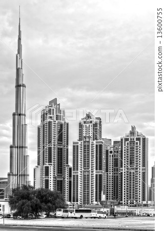 Dubai skyline at dusk 13600755